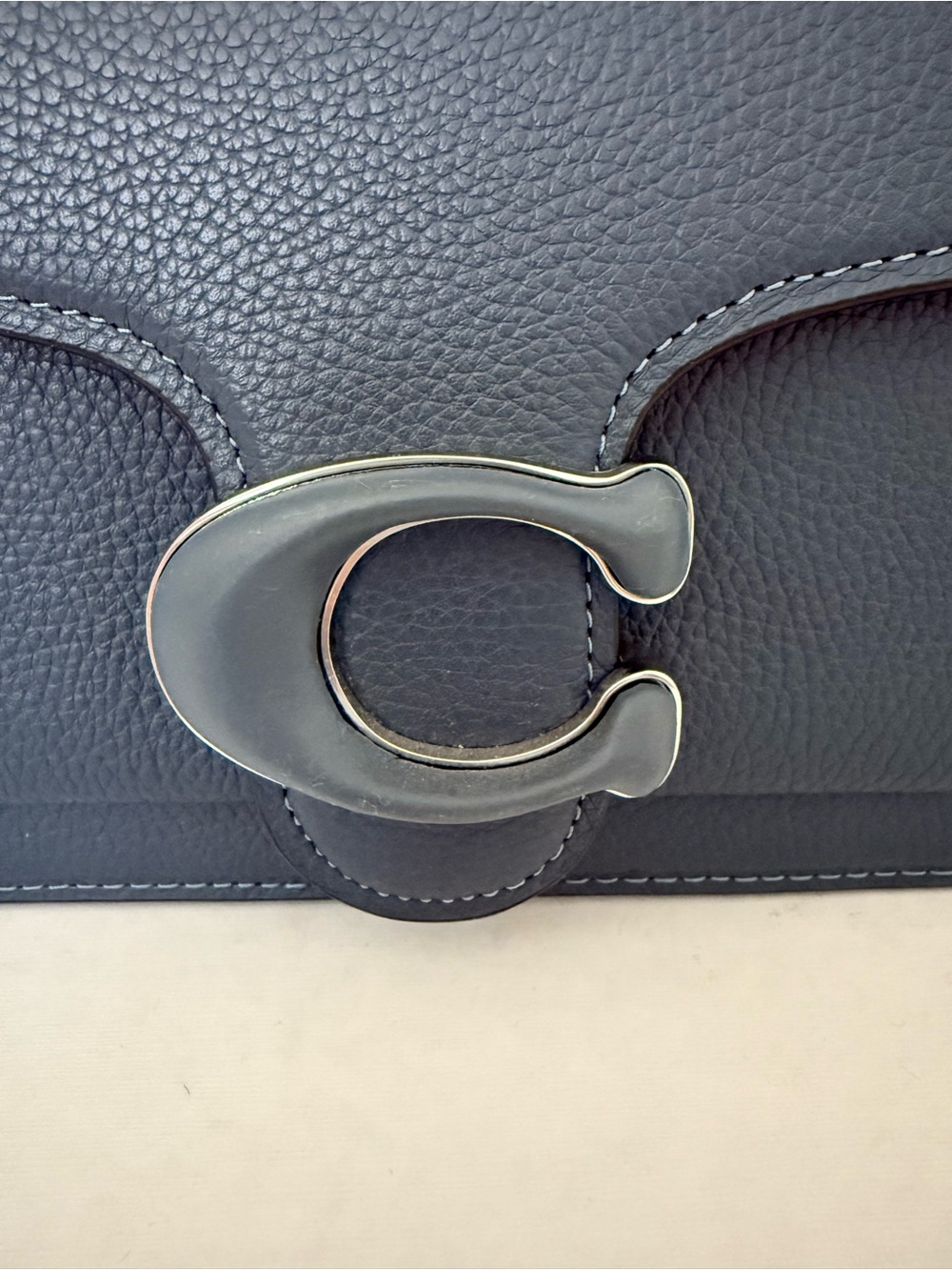 Coach Tabby Shoulder Bag (CH735) in Dark Blue Pebbled Leather with Signature C - Picture 5 of 9